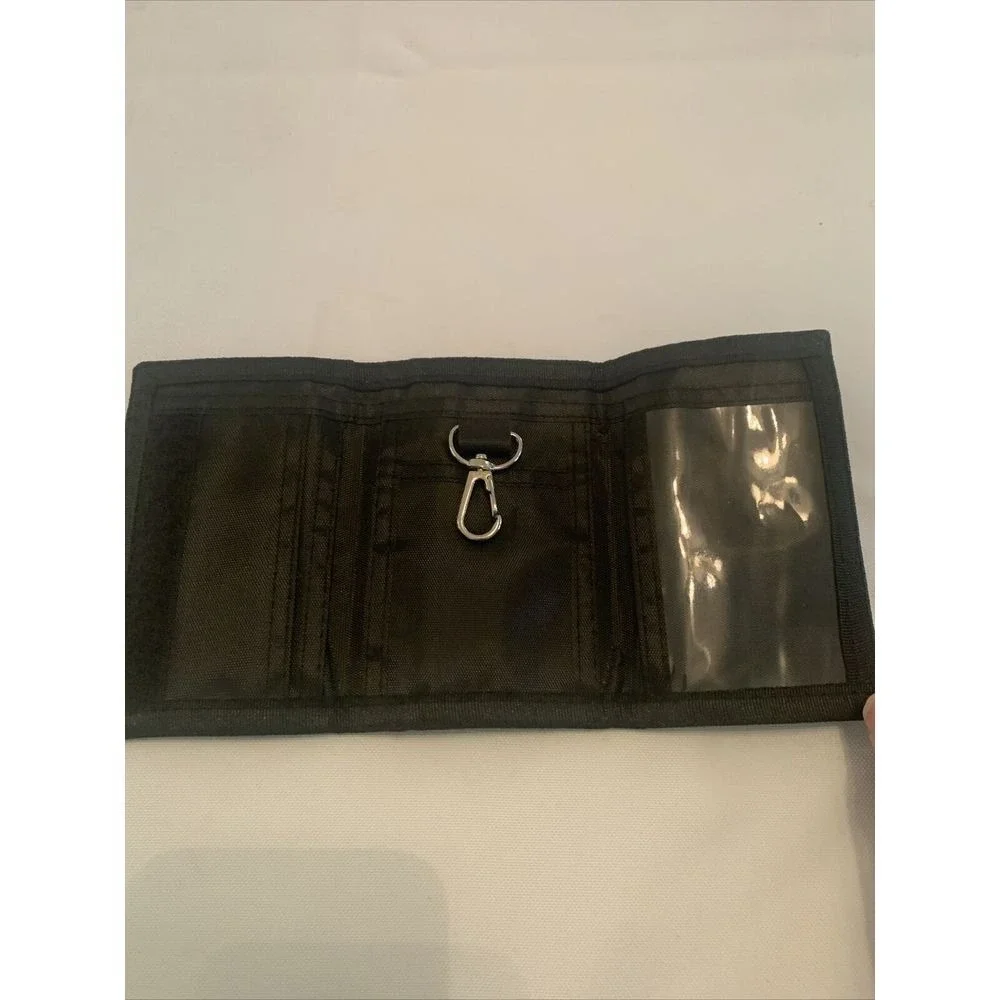 Tri-fold Wallet Mens Small Grey Digital Camo Tactical Canvas Hook Loop Key Clip